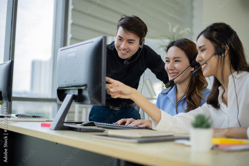 Happy young officer working and looking computer in success concept. Happy young officer working and looking computer in success concept.