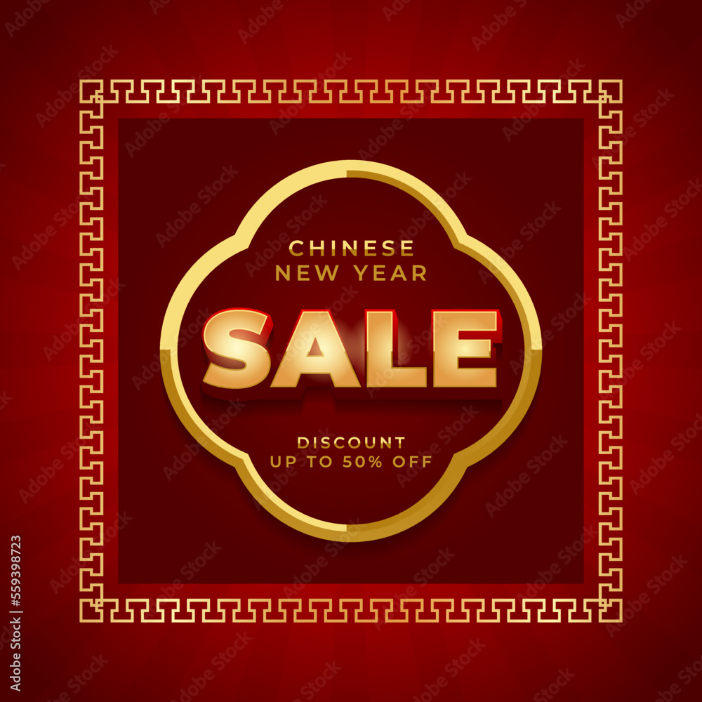 Chinese new year sale banner vector, background of lunar new year discount event for promotional product, web banner and social media post