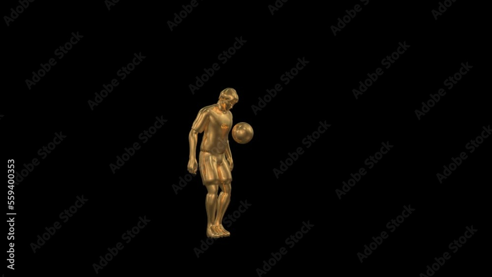 Golden Soccer Player Transparent Alpha Video 3D Animation Golden Soccer Player Transparent Alpha Video 3D Animation