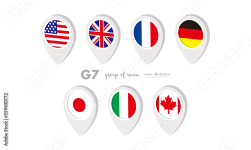 G7の国旗 ポイントアイコンセット