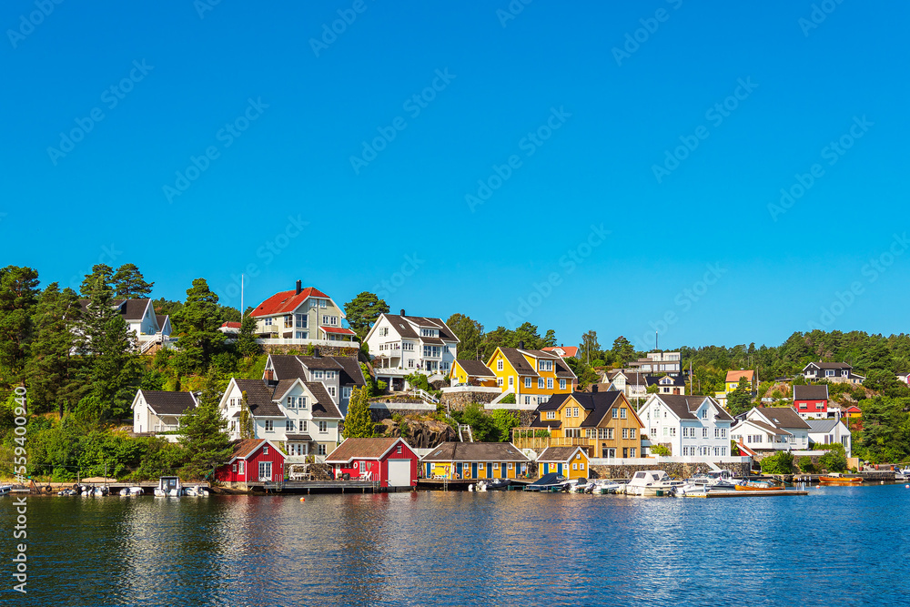 Blick auf die Stadt Arendal in Norwegen