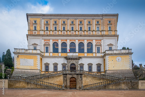 Side view of the main Southeastern front of Palazzo Farnese or Villa Farnese. Caprarola, Viterbo, Lazio, Italy, Europe.