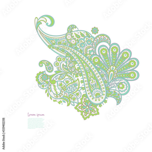 Damask paisley isolated vector floral ornament