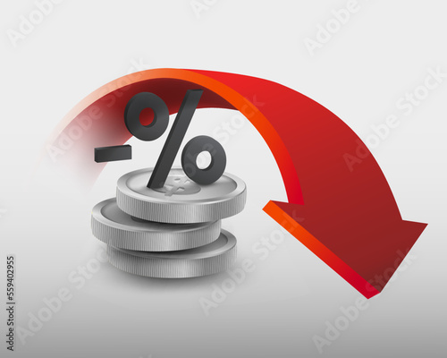 Money depreciation and economic downturn. Realistic EPS file. photo