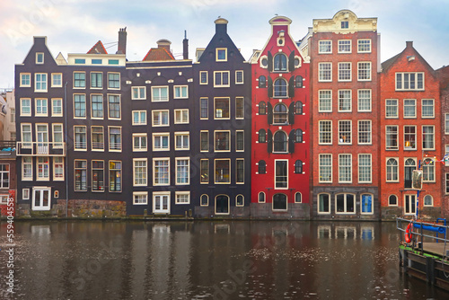 Amsterdam, typical crooked houses , Netherlands