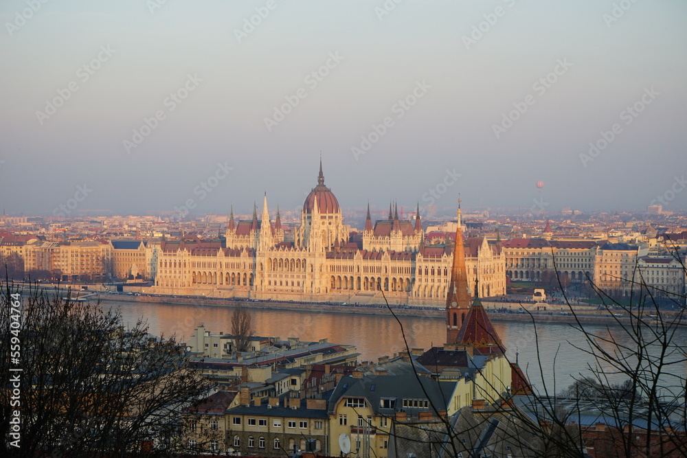 Budapest parliament at the sunset, Hungary
