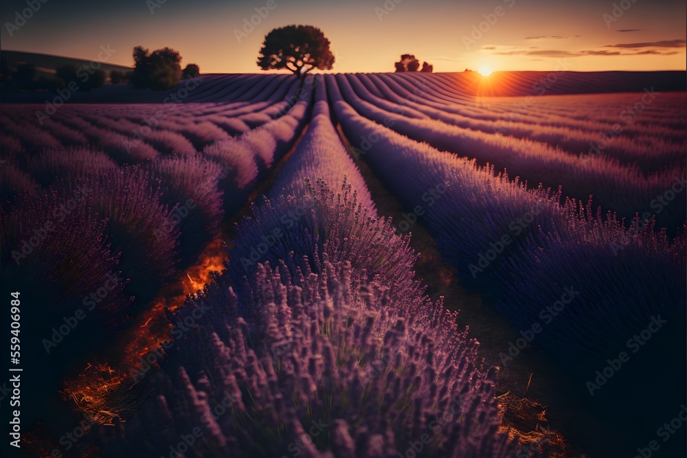 Fototapeta premium Lavender, Generative AI, Illustration