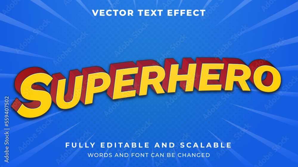superhero heroes 3d editable text effect 