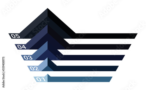 3d Infographic pyramid triangle shape 5 step process 