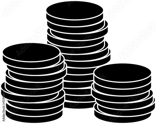 Gold Coin Money or Cryptocurrency Token Icon Set. Vector Image.