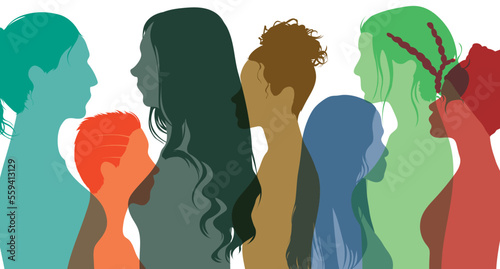 Racism, anti-racism, justice, allyship, and opportunities for racial equality. Profiles of multicultural multiethnic women and self-confidence. Flat Vector Illustration