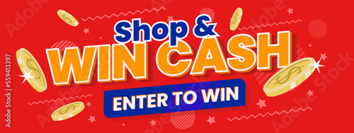 Shop and win cash shopping offers web banner template design vector, Shopping Offers Banner Design