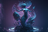 Graphic of people pour water. Aquarius horoscope sign in twelve zodiac with galaxy background.  (ai generated)