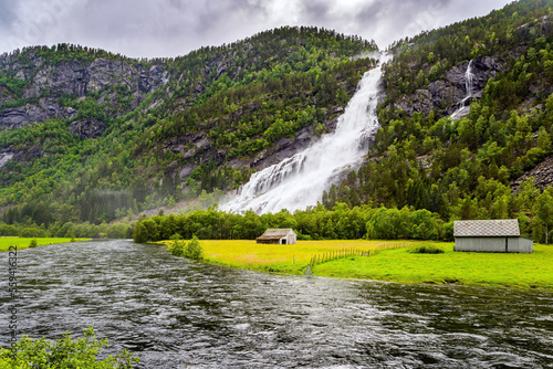 Green world of glacial water. photo