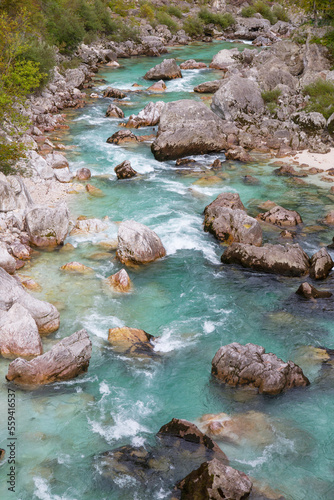 Emerald Soca river near Bovec, Triglav, Slovenia photo