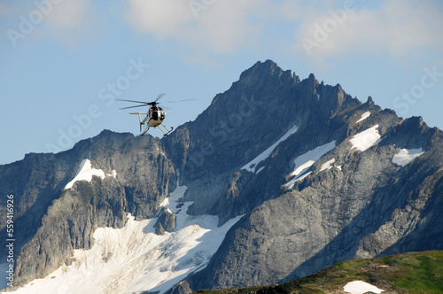 Hughes 500 rescue helicopter in North Cascades National Park. photo