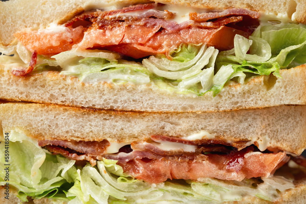 Fresh BLT Sandwich with Bacon Lettuce and Tomato