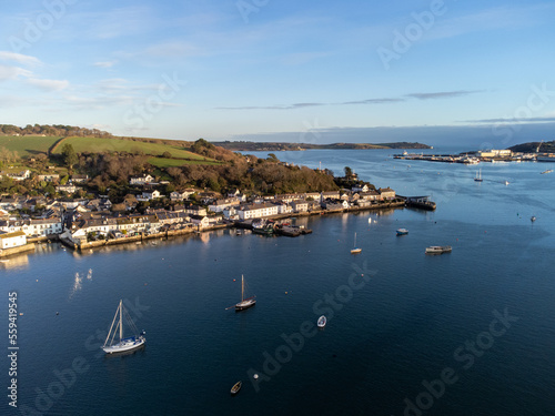 Falmouth harbour in cornwall england uk aerial drone 