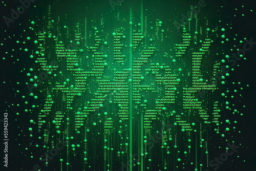 Wallpaper Mural Background of green pixels with rain. Generative AI Torontodigital.ca