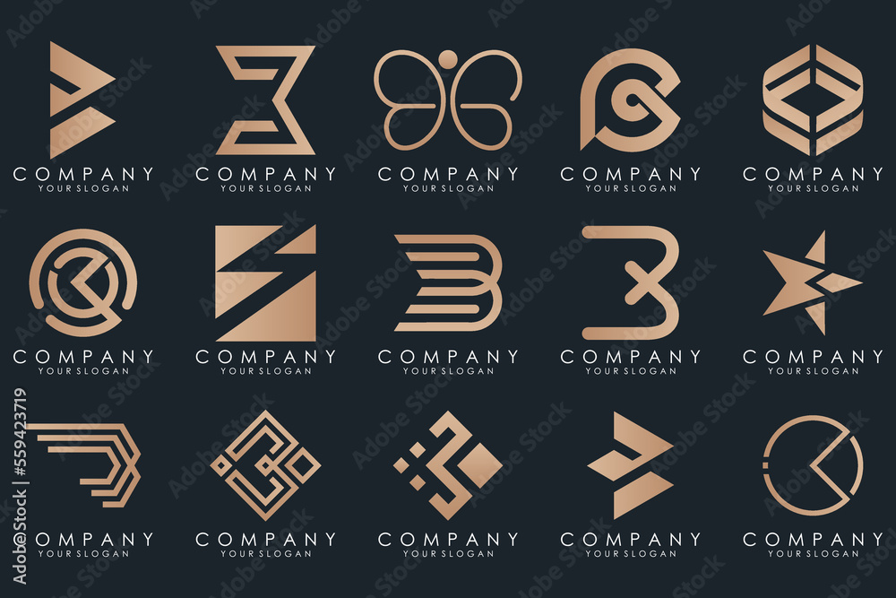 abstract letter B logo icon set. design for business of luxury, elegant, simple.