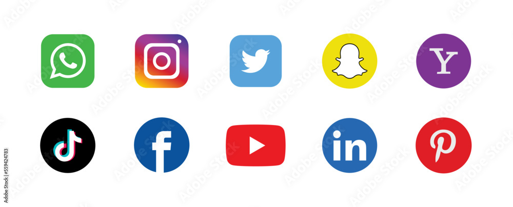 Social Media Icons. Facebook, Instagram, Twitter, Youtube logos