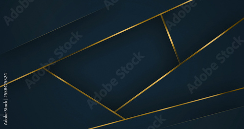 Golden lines luxury on overlap color background. Elegant realistic paper cut style.