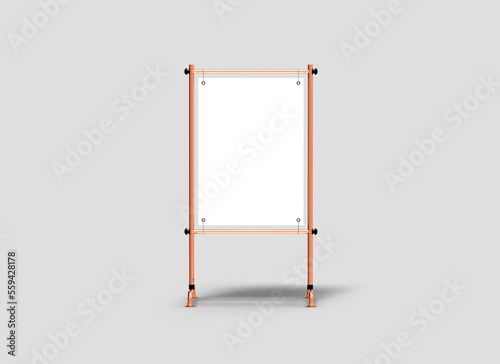 Outdoor Advertising Stand Banner stand mockup isolated On White Background. Mock-Up Template Ready For Your showcasing poster design. 