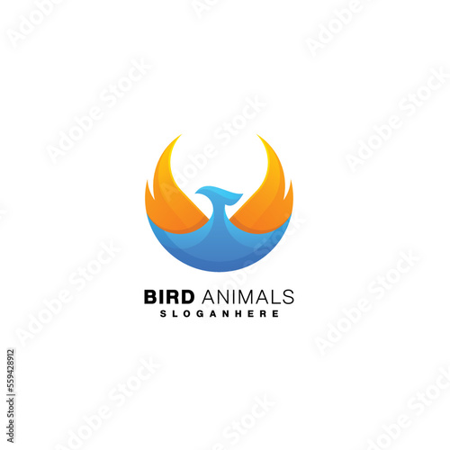 bird eagle logo vector design gradient colorful icon