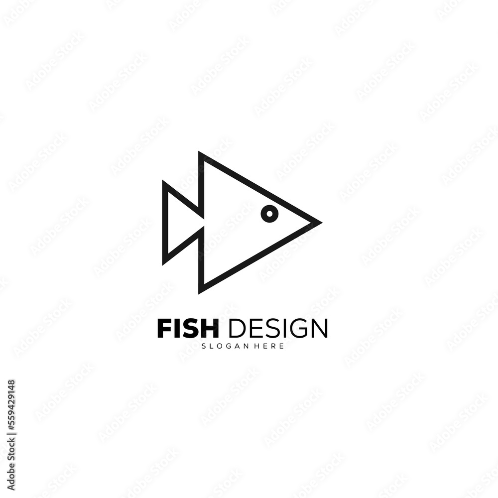 fish line art logo template design icon fish line art logo template design icon