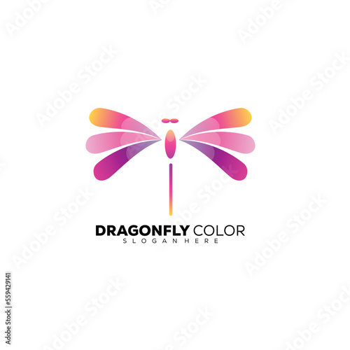 dragonfly logo elegant gradient color template