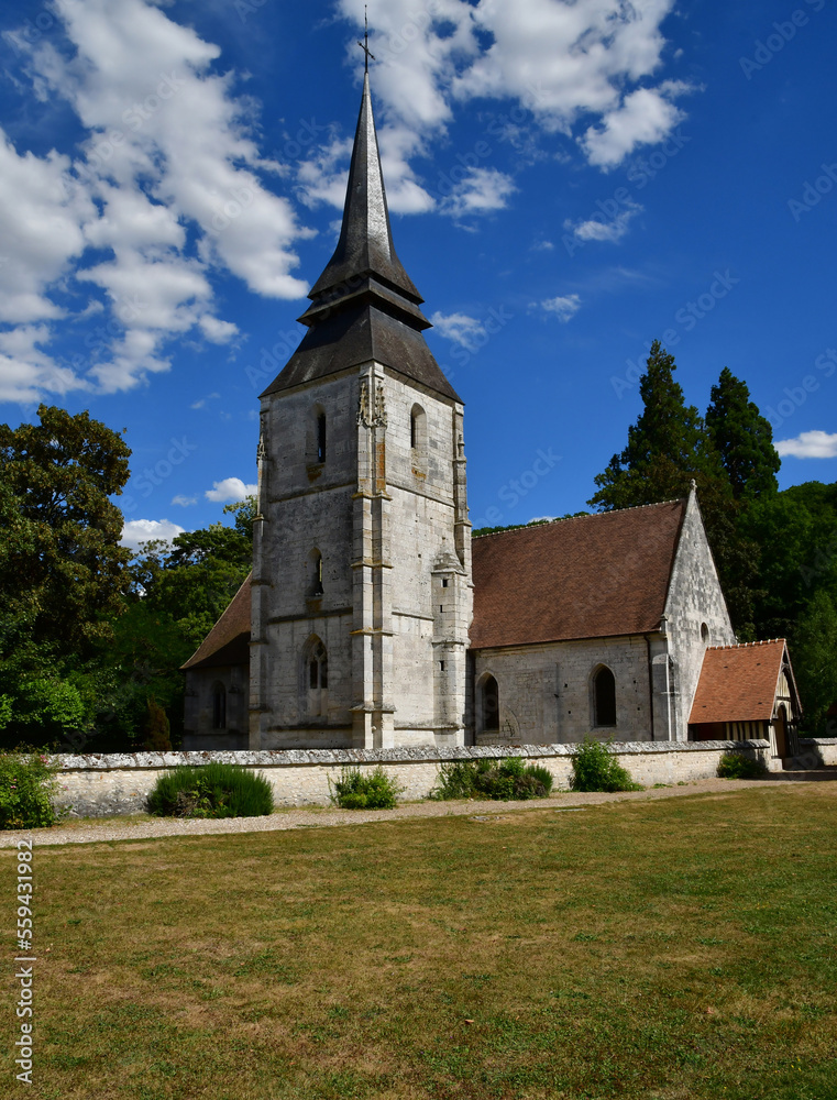 Amfreville sur Iton, France - august 8 2022 : Notre Dame church in village centre