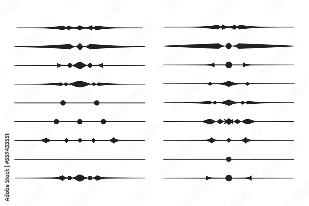 Set of decorative element lines, border and page rules frame