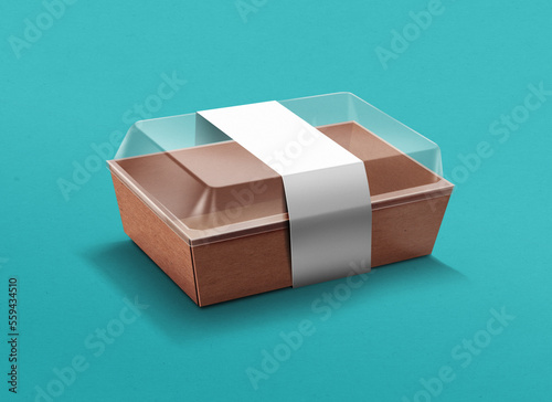 Blank disposable food container paper box mockup, isolated. Meal, lunch takeaway packaging box.
