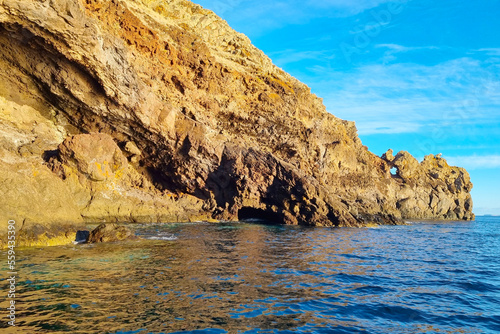 Close-up of the cliffs of madeira island in the Atlantic Ocean.