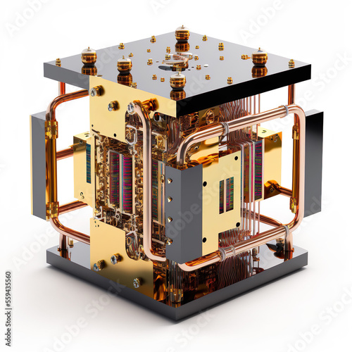 Quantum computer on white background, AI Generate