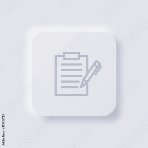 Clipboard icon, White Neumorphism soft UI Design for Web design, Application UI and more, Button, Vector.