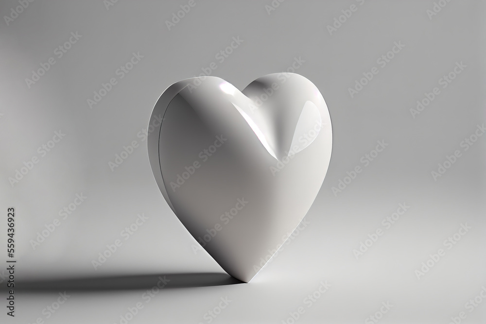 White heart, 3d minimalism, Generative AI White heart, 3d minimalism, Generative AI
