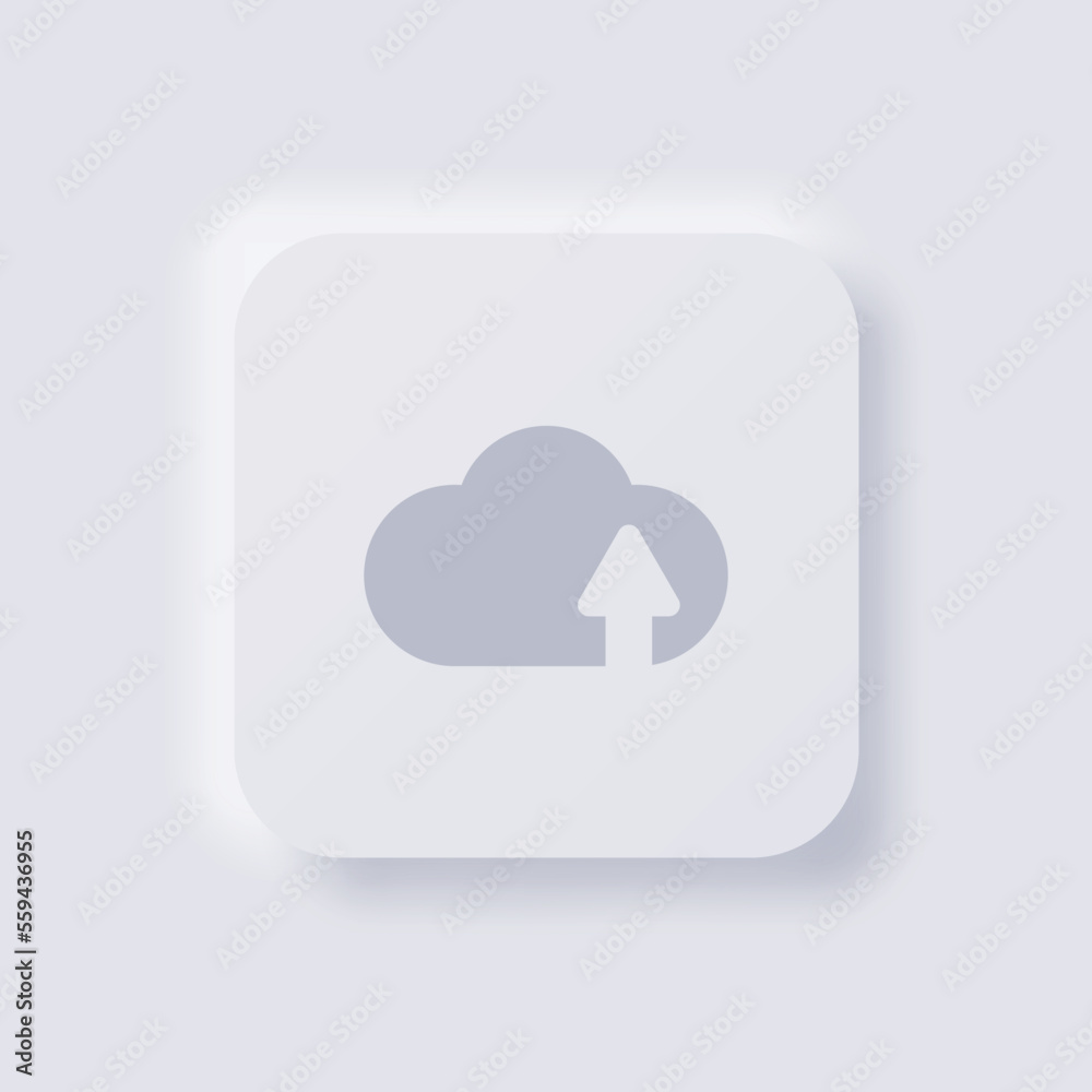 Cloud upload Icon, White Neumorphism soft UI Design for Web design, Application UI and more, Button, Vector. Cloud upload Icon, White Neumorphism soft UI Design for Web design, Application UI and more, Button, Vector.