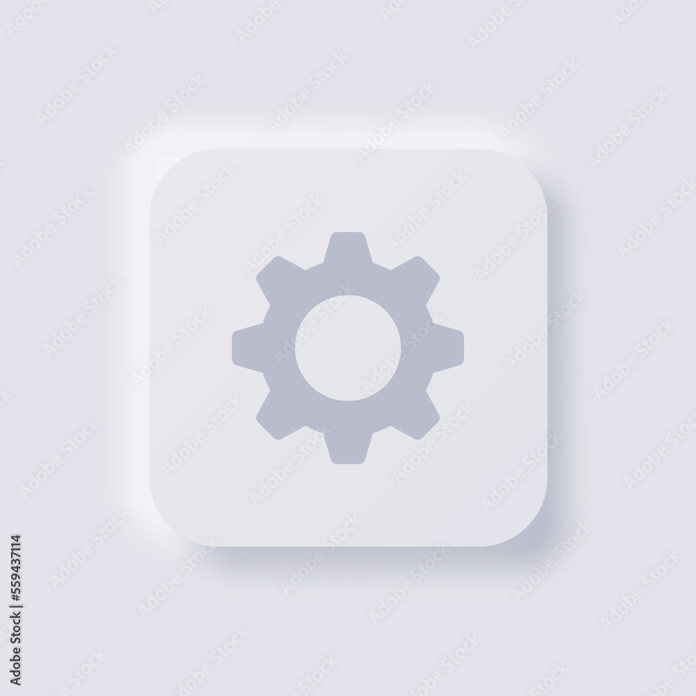 Cog icon, White Neumorphism soft UI Design for Web design, Application UI and more, Button, Vector. Cog icon, White Neumorphism soft UI Design for Web design, Application UI and more, Button, Vector.