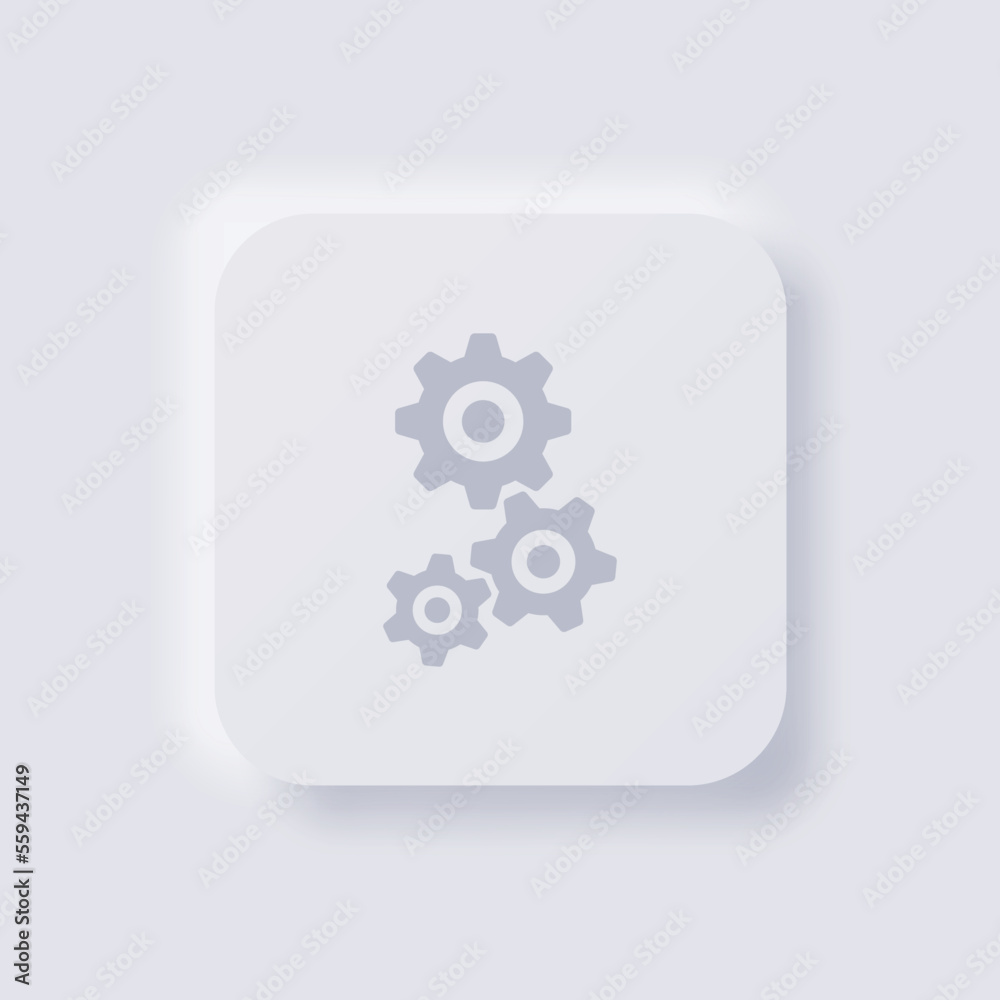 Cog icon, White Neumorphism soft UI Design for Web design, Application UI and more, Button, Vector. Cog icon, White Neumorphism soft UI Design for Web design, Application UI and more, Button, Vector.