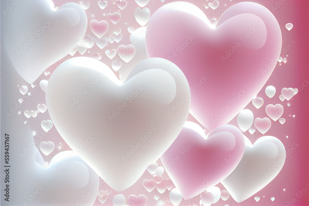 Blurred hearts background, Generative AI