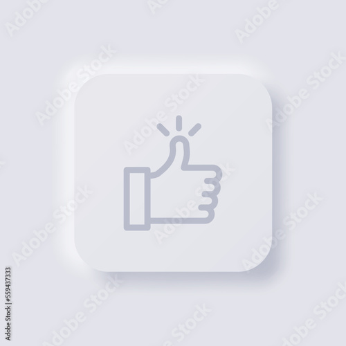 Thumb up icon, White Neumorphism soft UI Design for Web design, Application UI and more, Button, Vector.