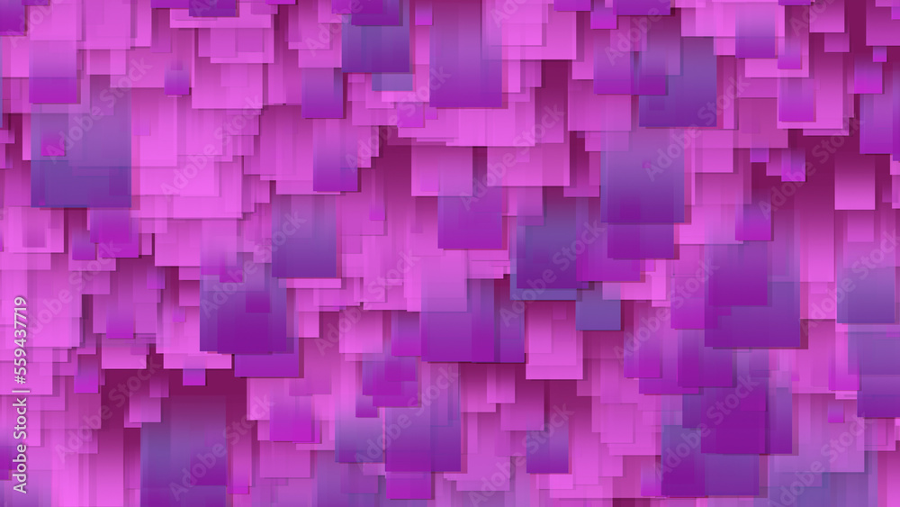 3D rendering of an array of square stickers. Stickers of different sizes in space 3D rendering of an array of square stickers. Stickers of different sizes in space
