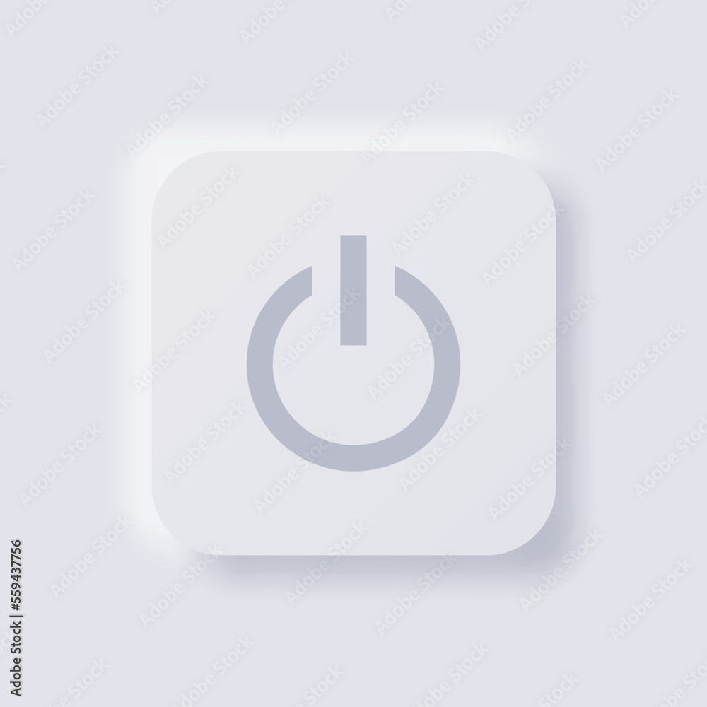 Power button icon, White Neumorphism soft UI Design for Web design, Application UI and more, Button, Vector. Power button icon, White Neumorphism soft UI Design for Web design, Application UI and more, Button, Vector.