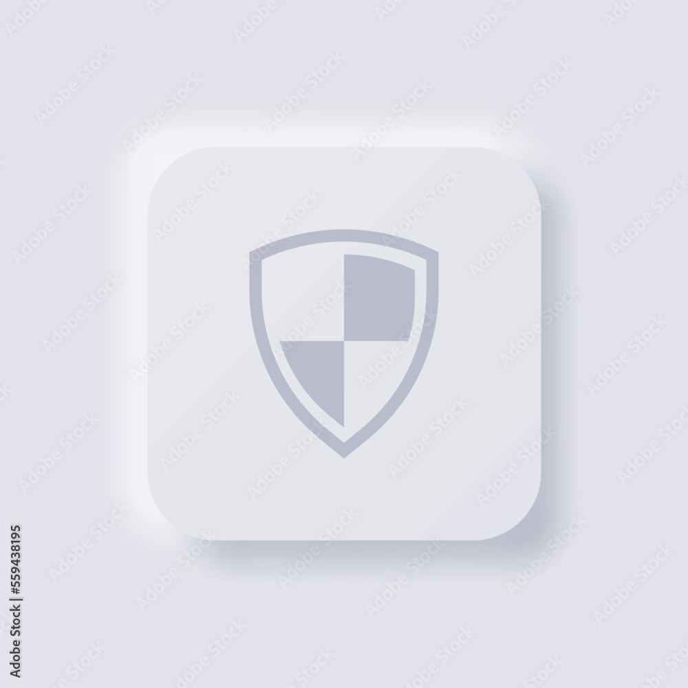 Shield icon, White Neumorphism soft UI Design for Web design, Application UI and more, Button, Vector. Shield icon, White Neumorphism soft UI Design for Web design, Application UI and more, Button, Vector.
