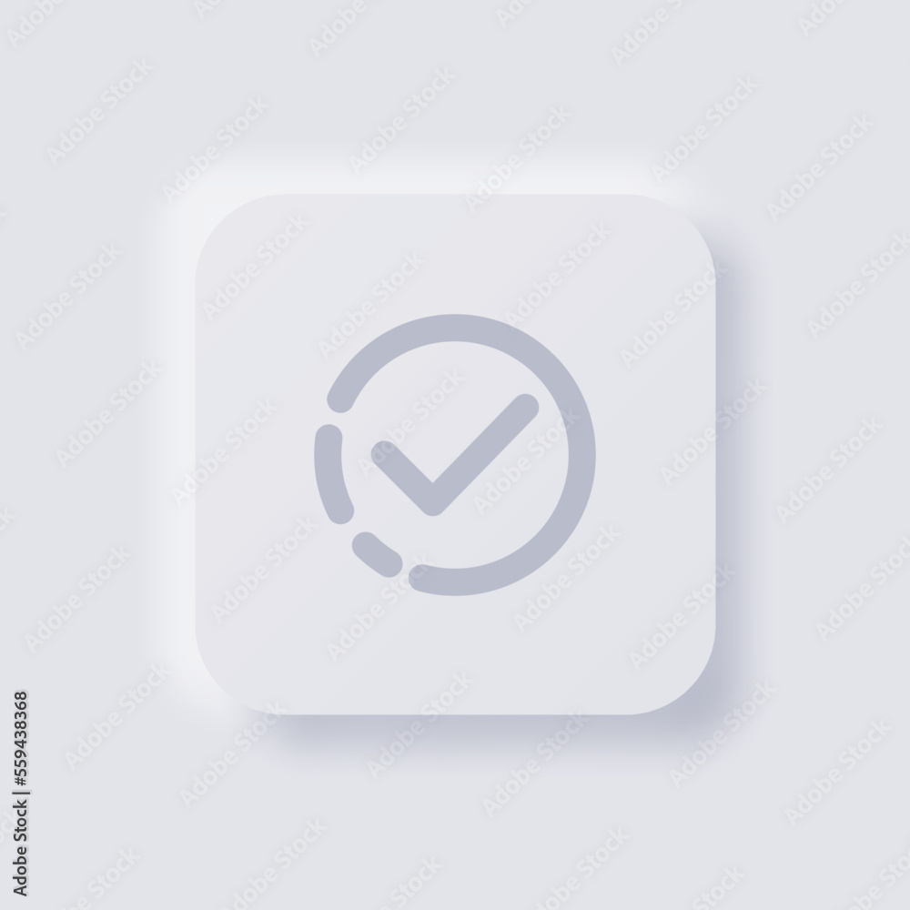 Check mark icon, Tick icon, White Neumorphism soft UI Design for Web design, Application UI and more, Button, Vector. Check mark icon, Tick icon, White Neumorphism soft UI Design for Web design, Application UI and more, Button, Vector.