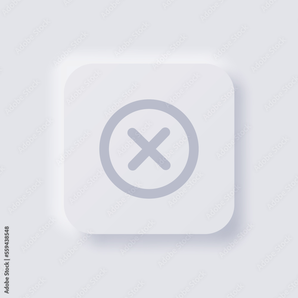 Cross icon, White Neumorphism soft UI Design for Web design, Application UI and more, Button, Vector. Cross icon, White Neumorphism soft UI Design for Web design, Application UI and more, Button, Vector.