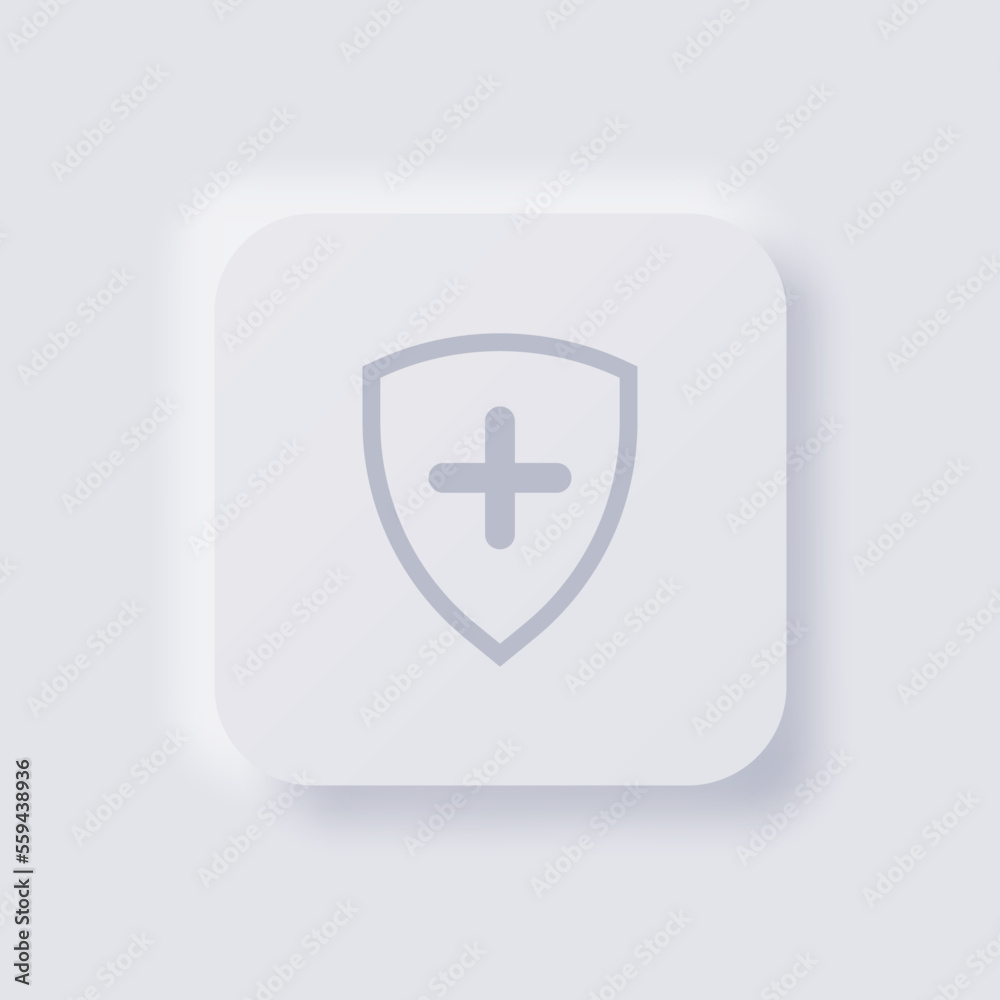 Shield icon, White Neumorphism soft UI Design for Web design, Application UI and more, Button, Vector. Shield icon, White Neumorphism soft UI Design for Web design, Application UI and more, Button, Vector.