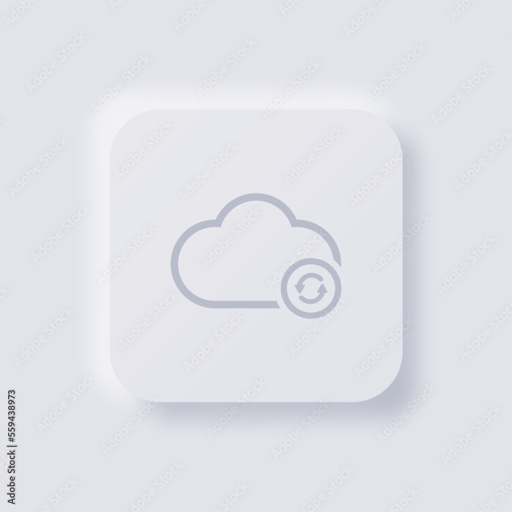 Cloud icon with Rotation arrow, White Neumorphism soft UI Design for Web design, Application UI and more, Button, Vector. Cloud icon with Rotation arrow, White Neumorphism soft UI Design for Web design, Application UI and more, Button, Vector.