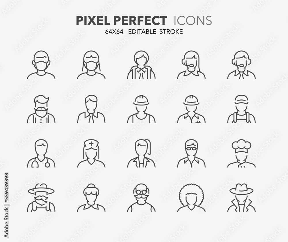 avatars thin line icons avatars thin line icons